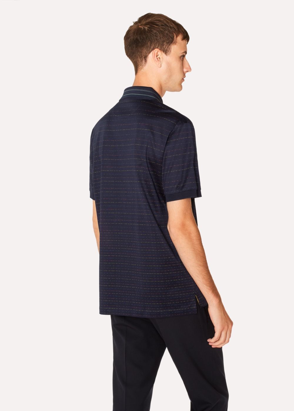 Paul Smith Mens's Slim-Fit Navy Striped Cotton Polo Shirts