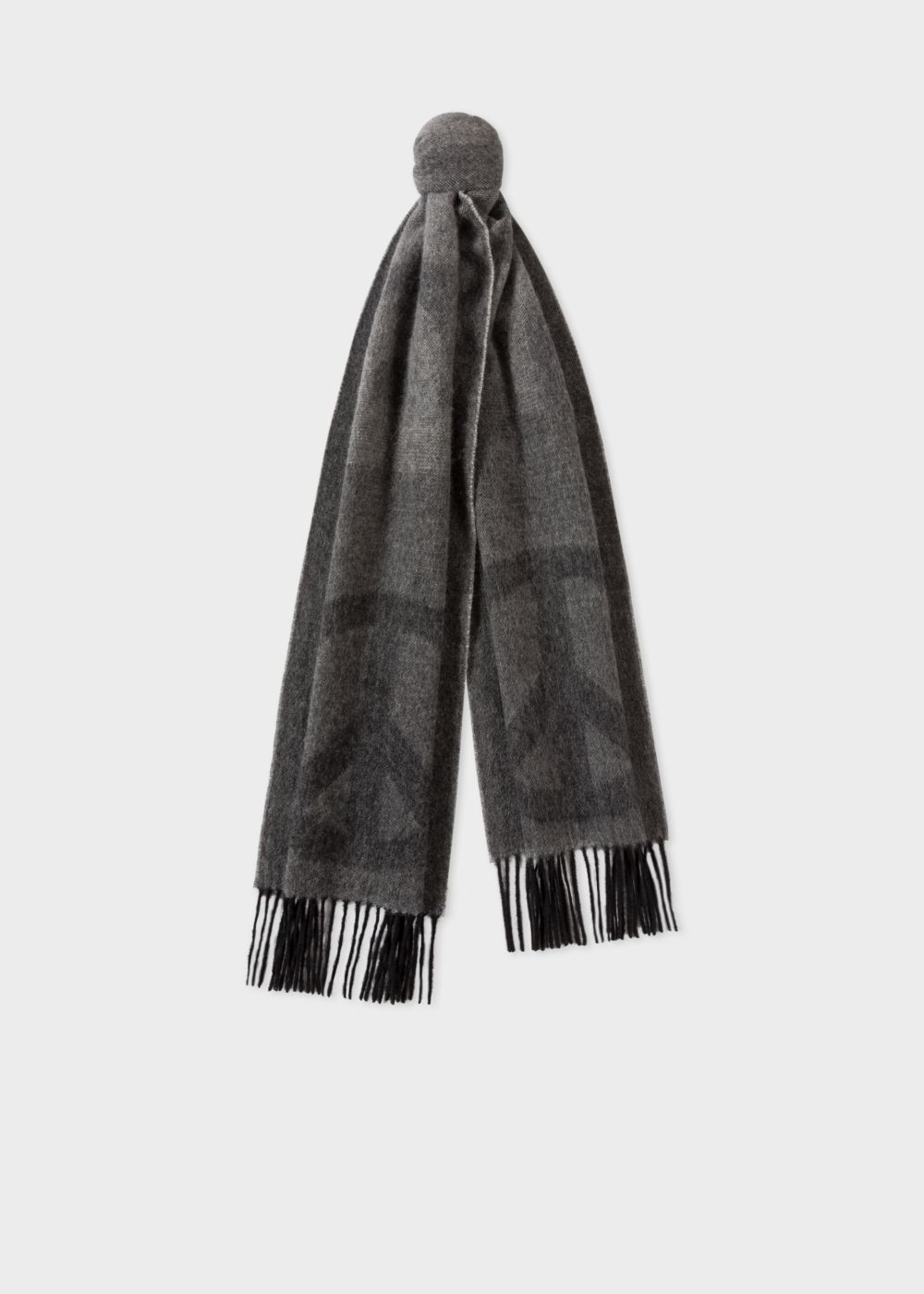 Paul Smith Men's Dark Grey And Black Cashmere 'peace' Scarf