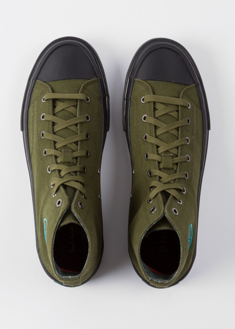 Paul Smith Men's Khaki Canvas 'kirk' Sneakers With 'dino' Embroidery