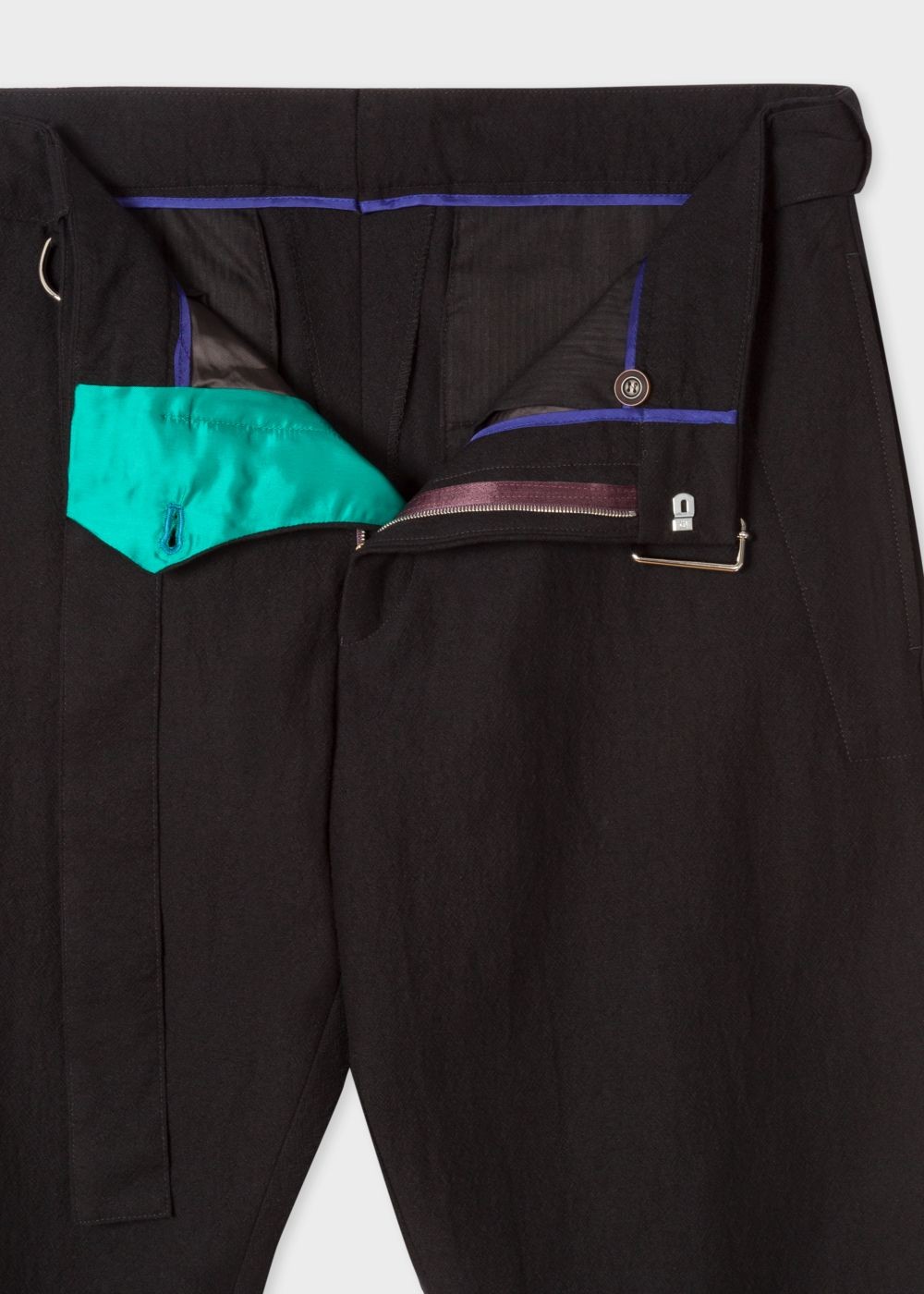 Paul Smith Men's Black Wool-Cotton Climbing Trousers With Belt Detail