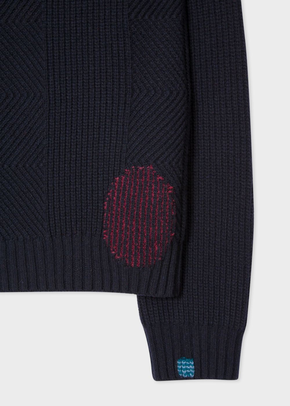 Paul Smith Men's Navy Wool-Blend Ribbed Sweater With Darning Detail