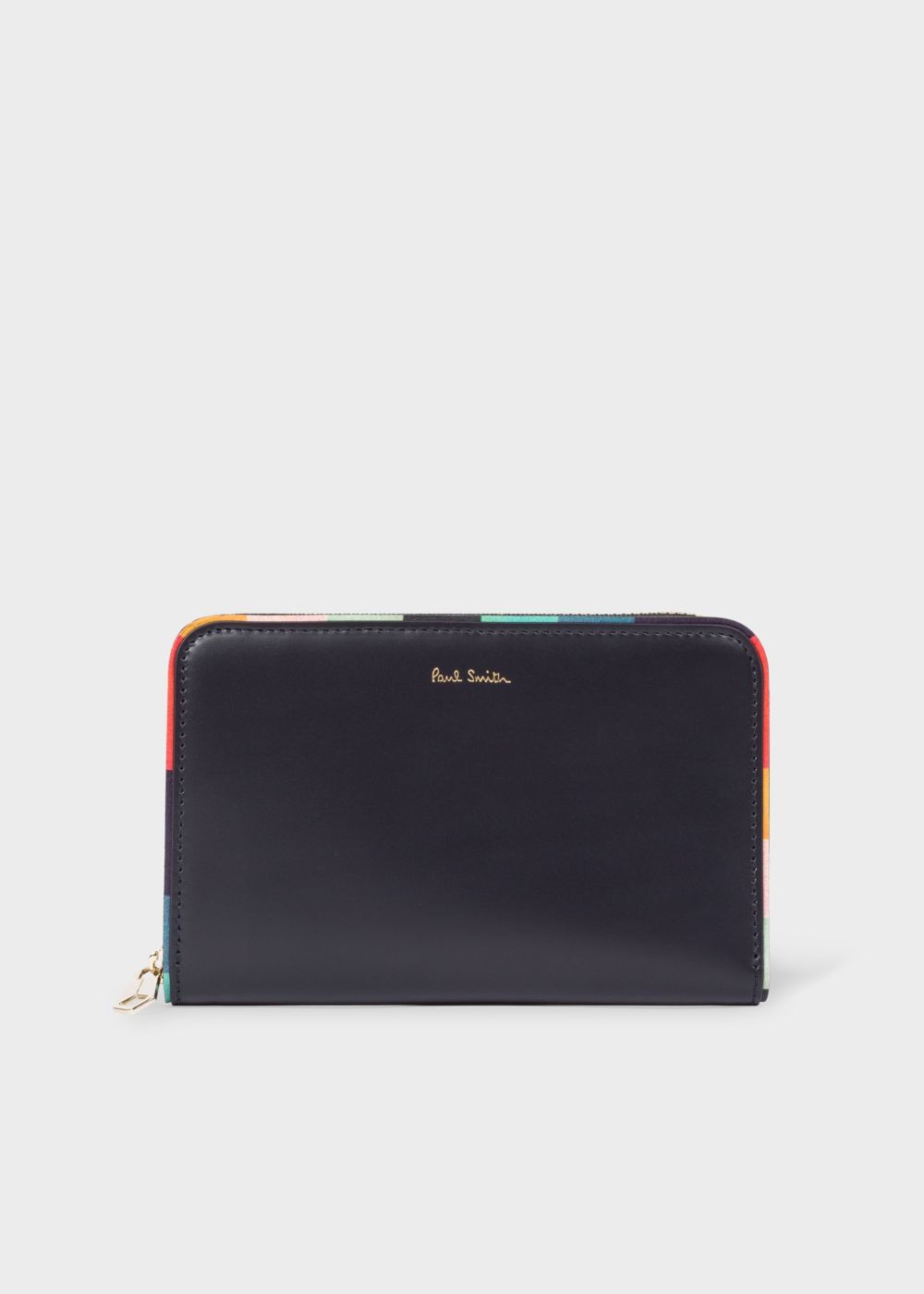 Paul Smith Women's Medium Navy 'artist Stripe' Edge Leather Zip-Around Wallet