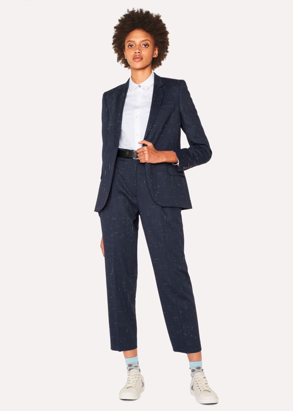 Paul Smith Women's Navy Flecked Slub Wool-Blend Suit