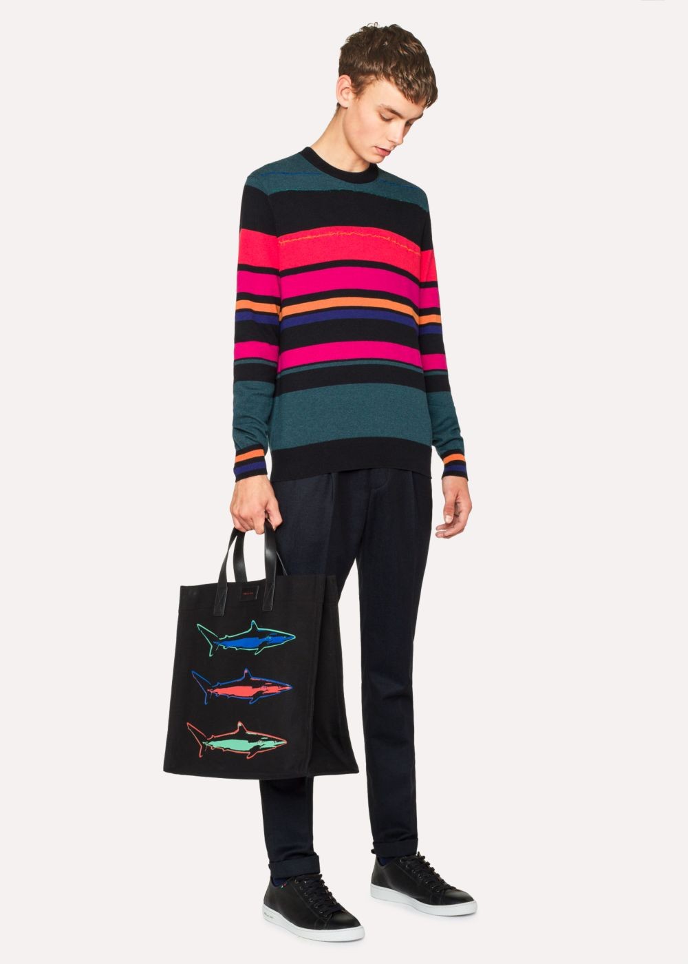 Paul Smith 'artful Lives Shark' Black Canvas Tote Bag Lady