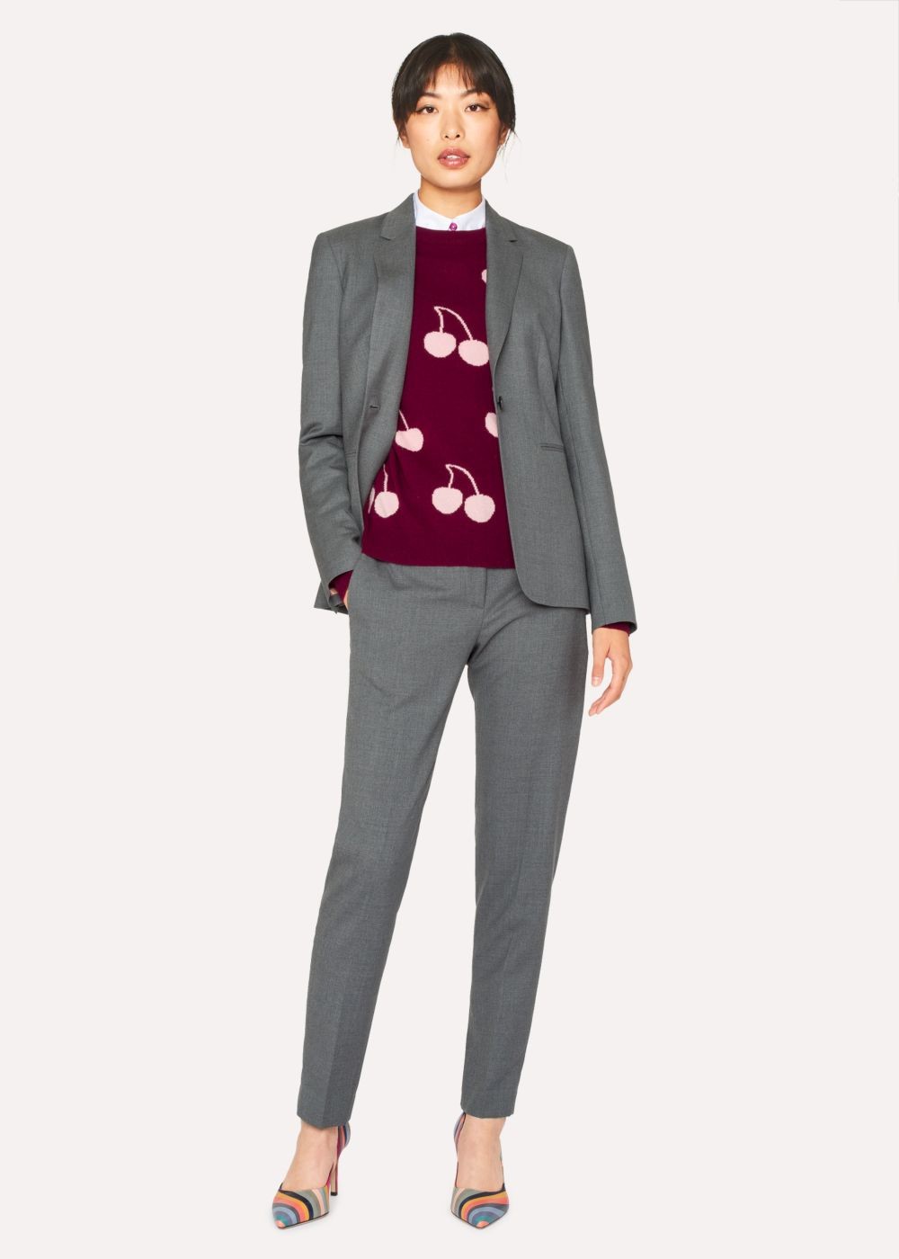 Paul Smith A Suit To Travel In - Women's Classic-Fit Grey Marl Wool Pants
