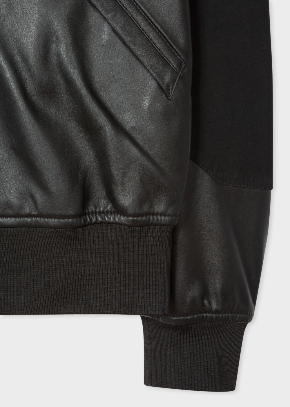 Paul Smith Men's Black Leather Bomber Coat With Suede Panels