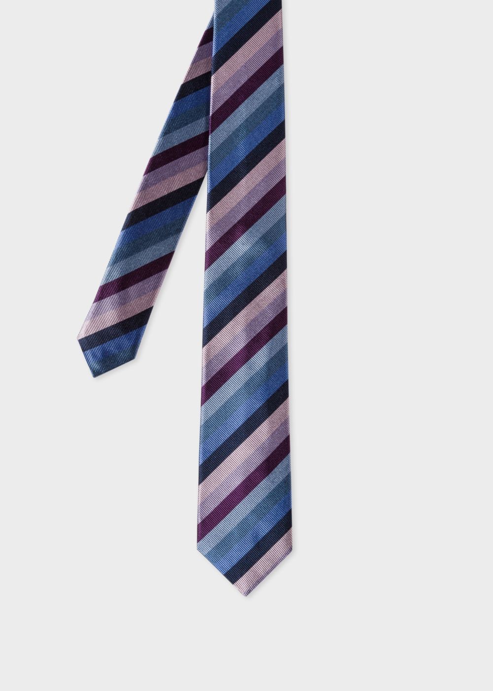 Paul Smith Men's Purple Multi-Coloured Diagonal Stripe Narrow Silk Tie