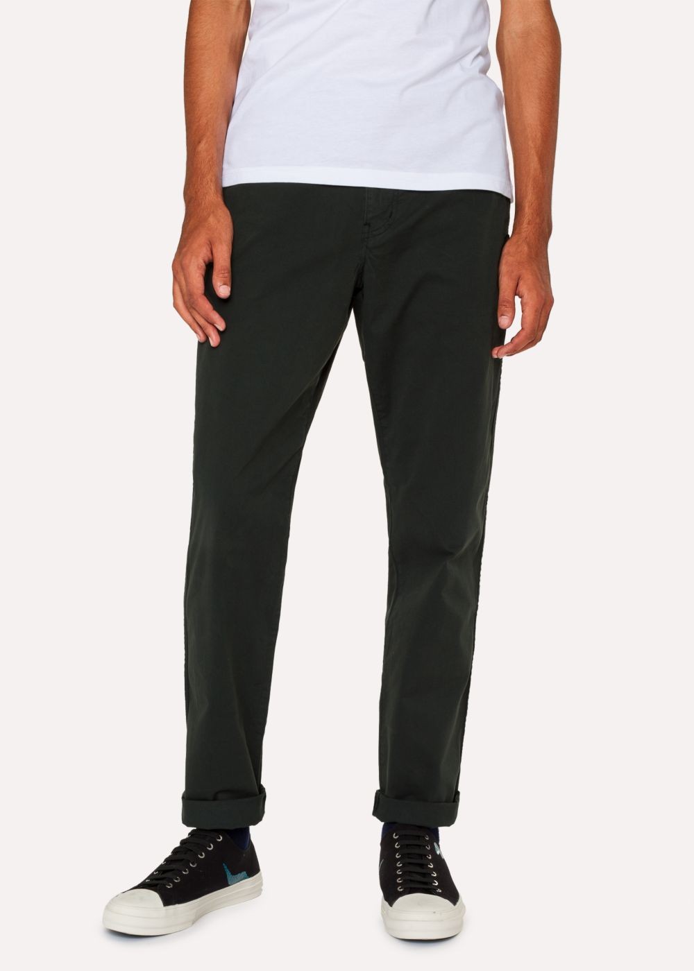 Paul Smith Mens's Tapered-Fit Dark Green Stretch Pima-Cotton Chinos Clothing