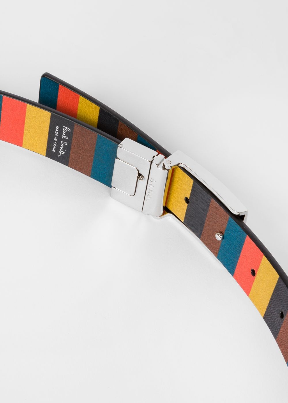 Paul Smith Mens's Black And 'artist Stripe' Leather Reversible Cut-To-Fit Belt