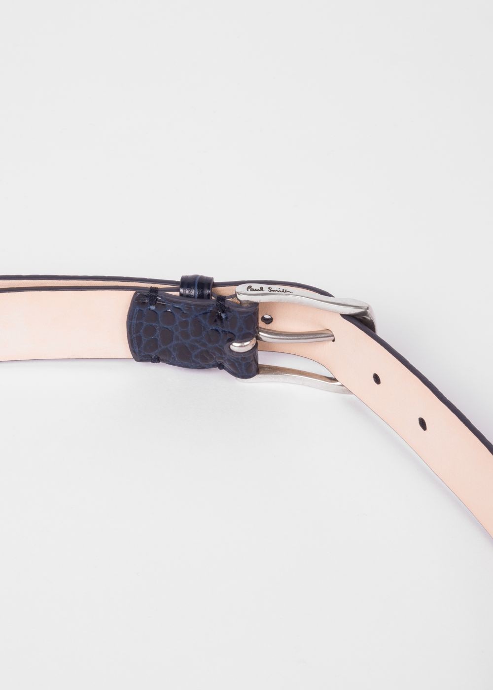 Paul Smith Men's Blue Mock-Croc Leather Belt