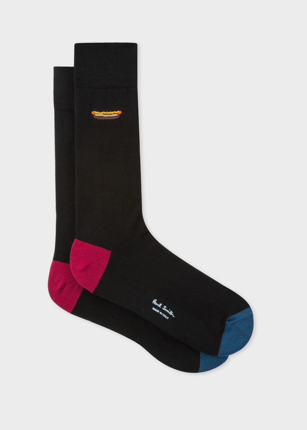 Paul Smith Mens's Black Socks With 'hot Dog' Embroidery