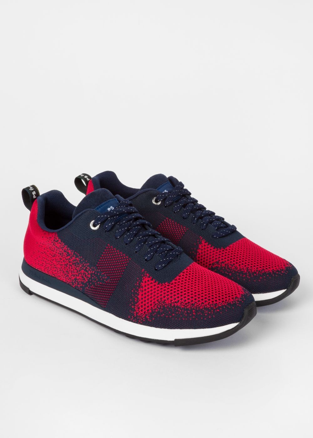 Paul Smith Mens's Red And Navy 'rappid' Knitted Sneakers