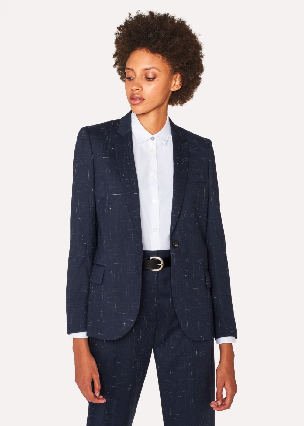 Paul Smith Women's Navy Flecked Slub Wool-Blend Suit