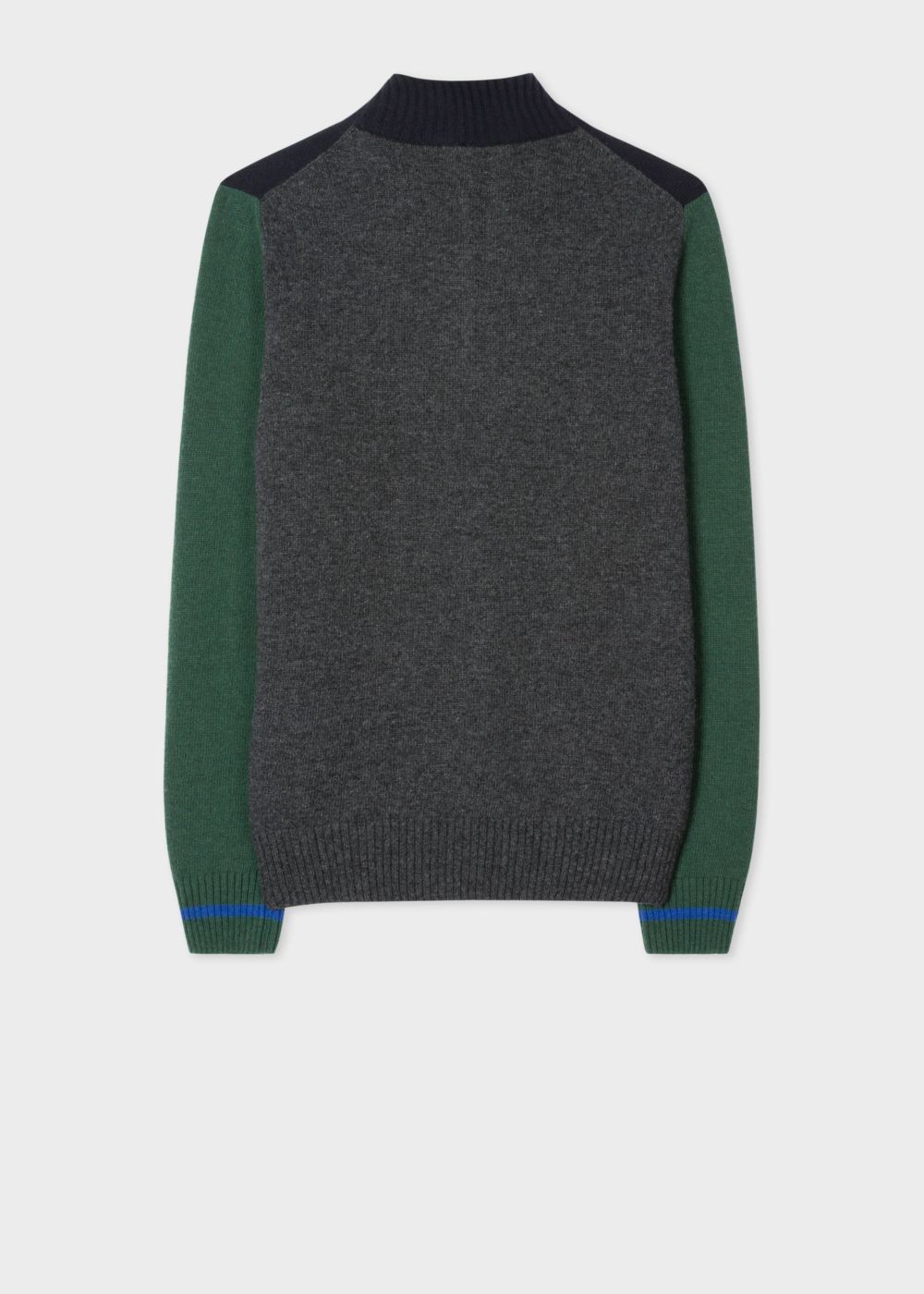 Paul Smith Mens's Navy And Green Funnel Neck Half-Zip Sweater