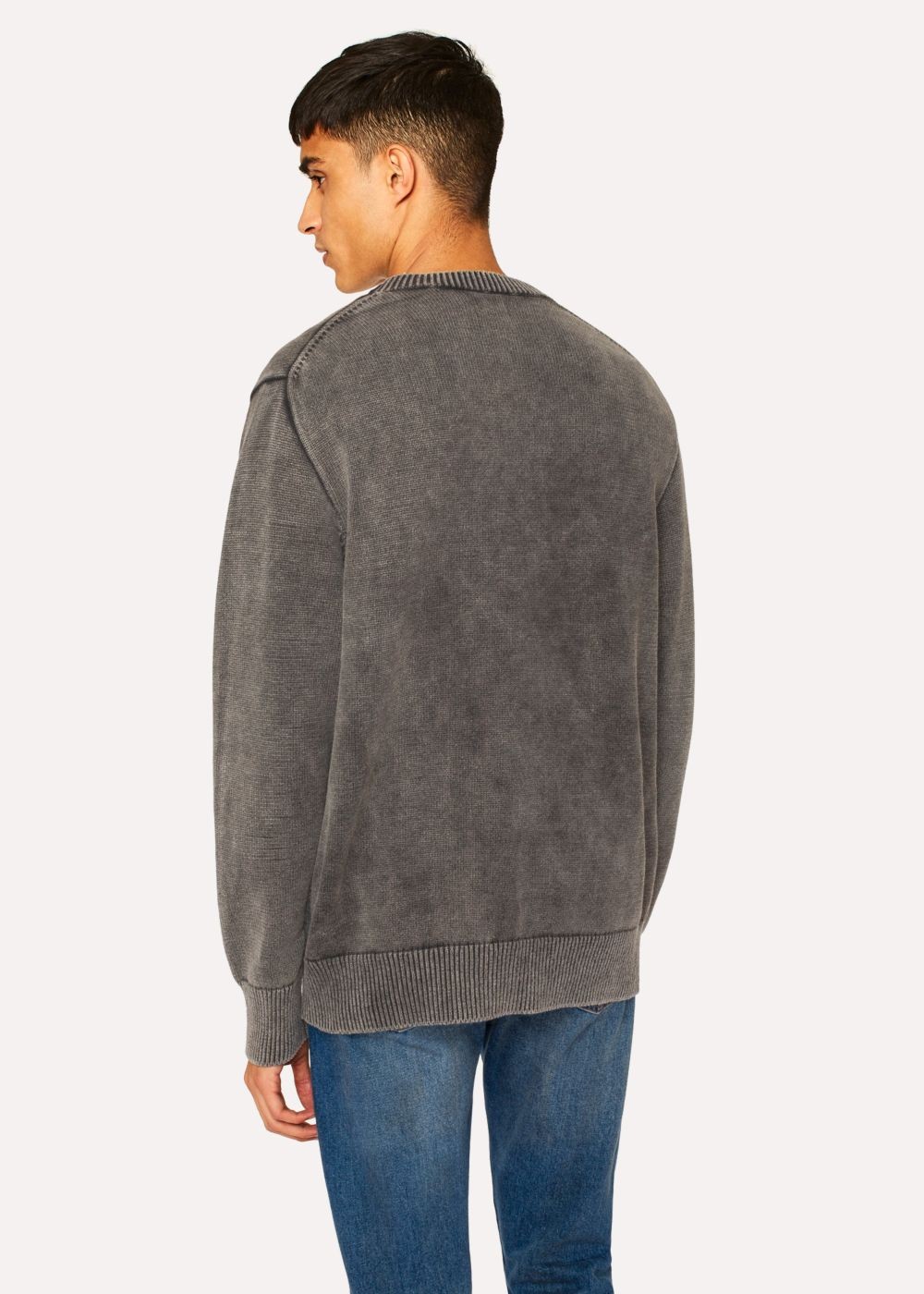 Paul Smith Mens's Stone Grey Faded Red Ear Sweater