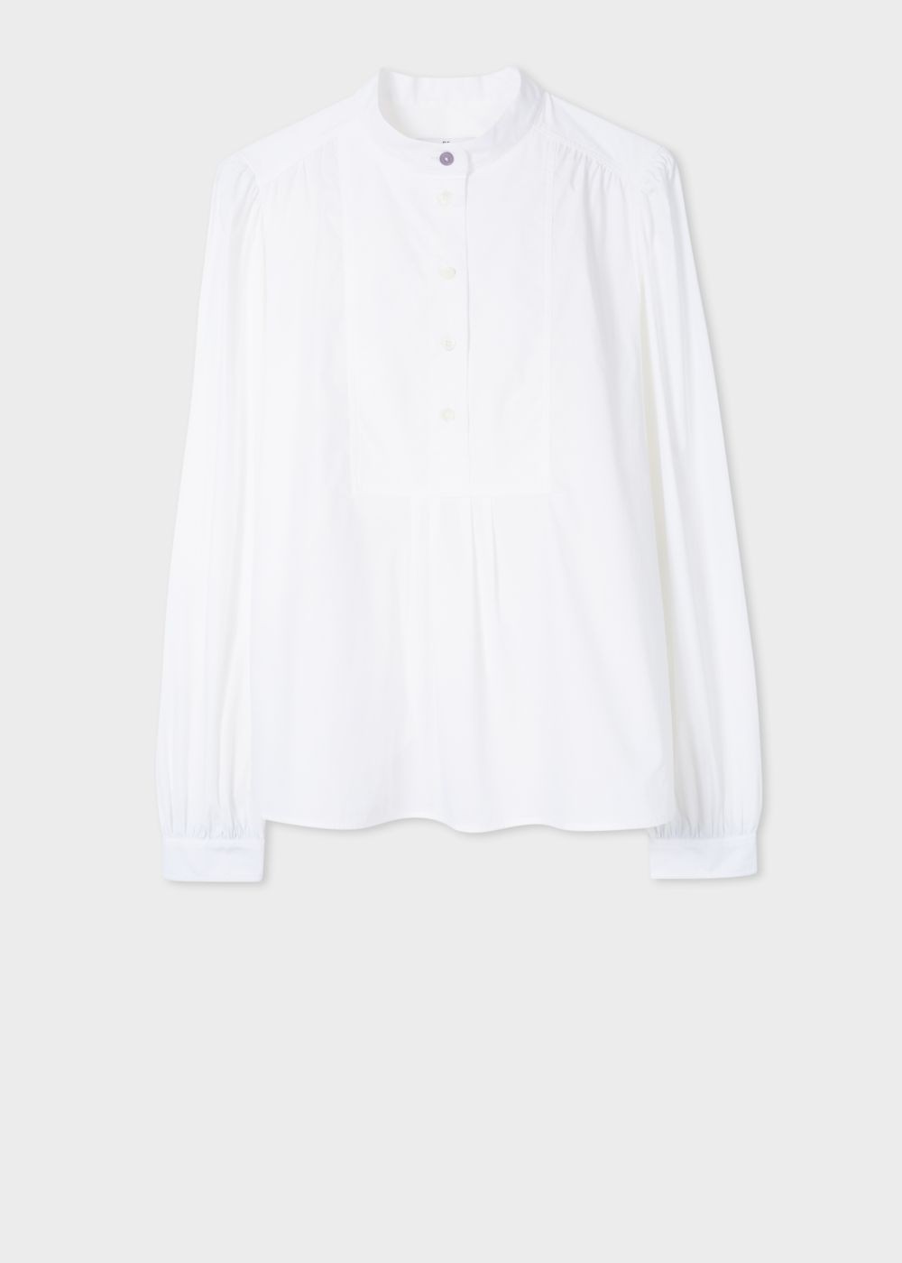Paul Smith Women's White Band-Collar Stretch-Cotton T-Shirt