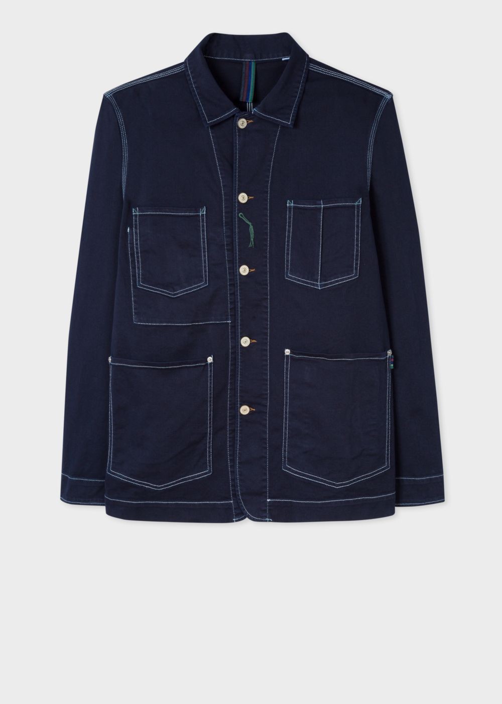 Paul Smith Mens's Navy Over-Dyed Denim Chore Jackets With Contrast Stitching