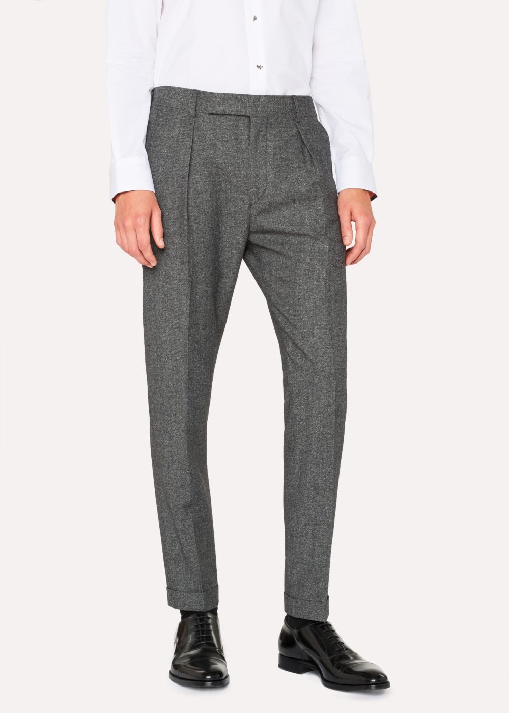 Paul Smith Men's Tapered-Fit Wool And Silk-Blend Grey Tweed Pants