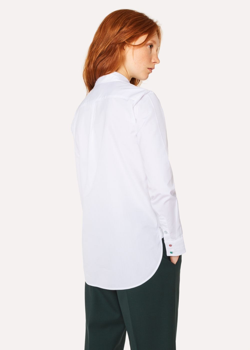 Paul Smith Women's Slim-Fit White Tshirt With 'daisy Polka' Buttons