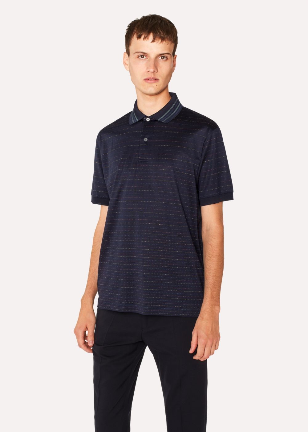 Paul Smith Mens's Slim-Fit Navy Striped Cotton Polo Shirts