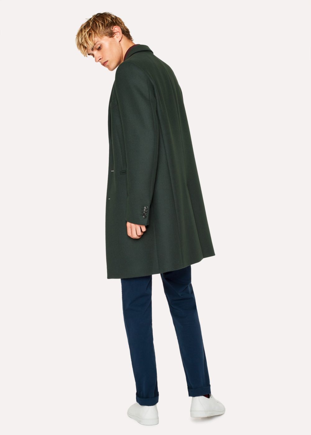 Paul Smith Men's Dark Green Wool-Cashmere Overcoat