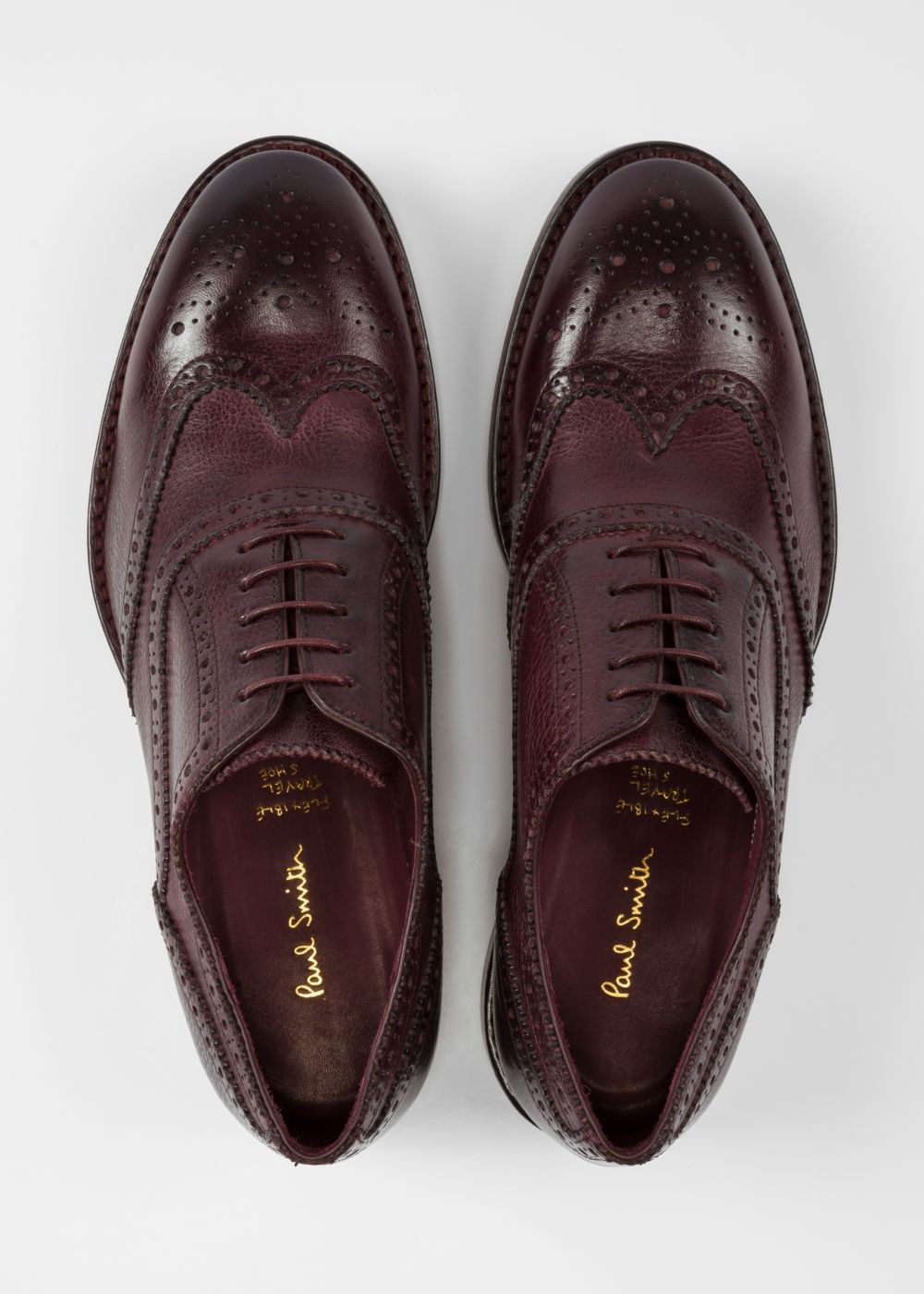 Paul Smith Mens's Dark Purple Leather 'munro' Flexible Travel Brogues Shoes