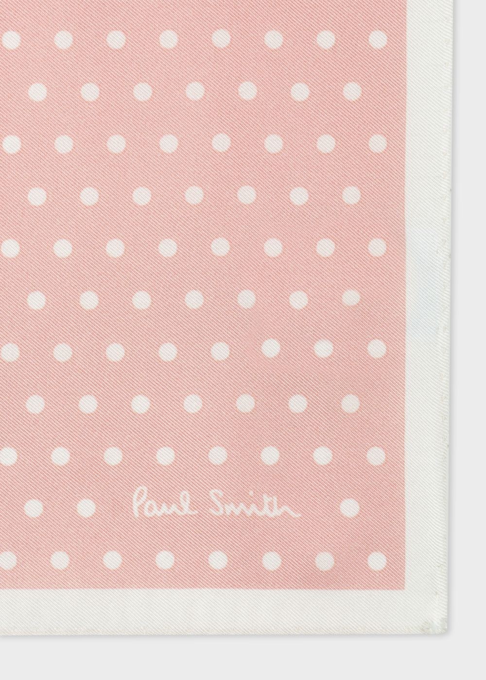 Paul Smith Men's Light Pink Polka Dot Silk Pocket Square Accessories