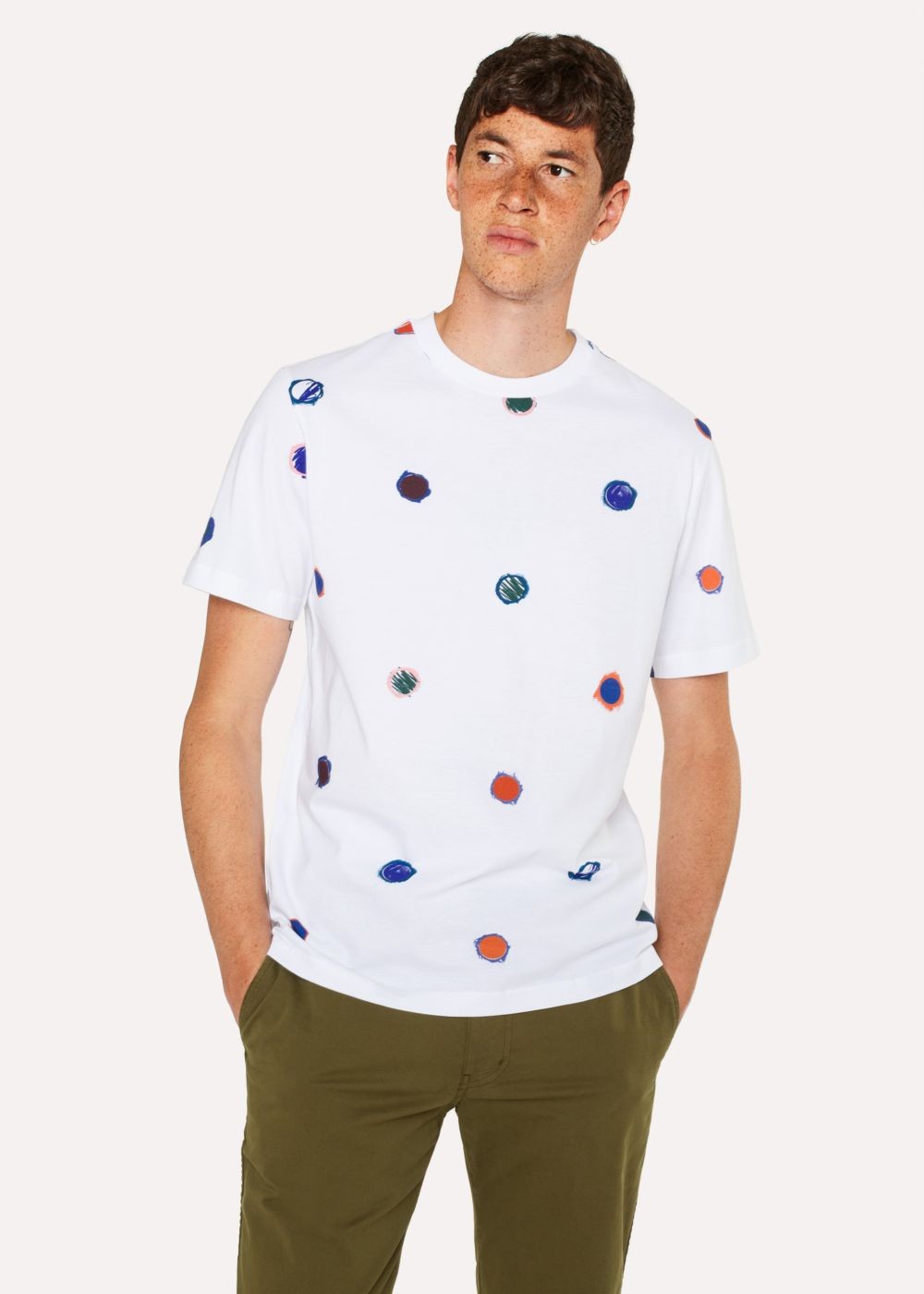 Paul Smith Men's White 'scribble Spot' Print Cotton TShirts