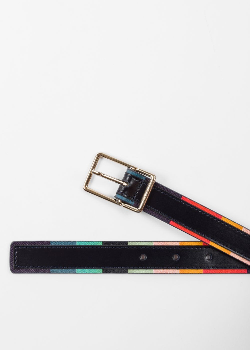 Paul Smith Womens's Navy 'artist Stripe' Edge Leather Belt