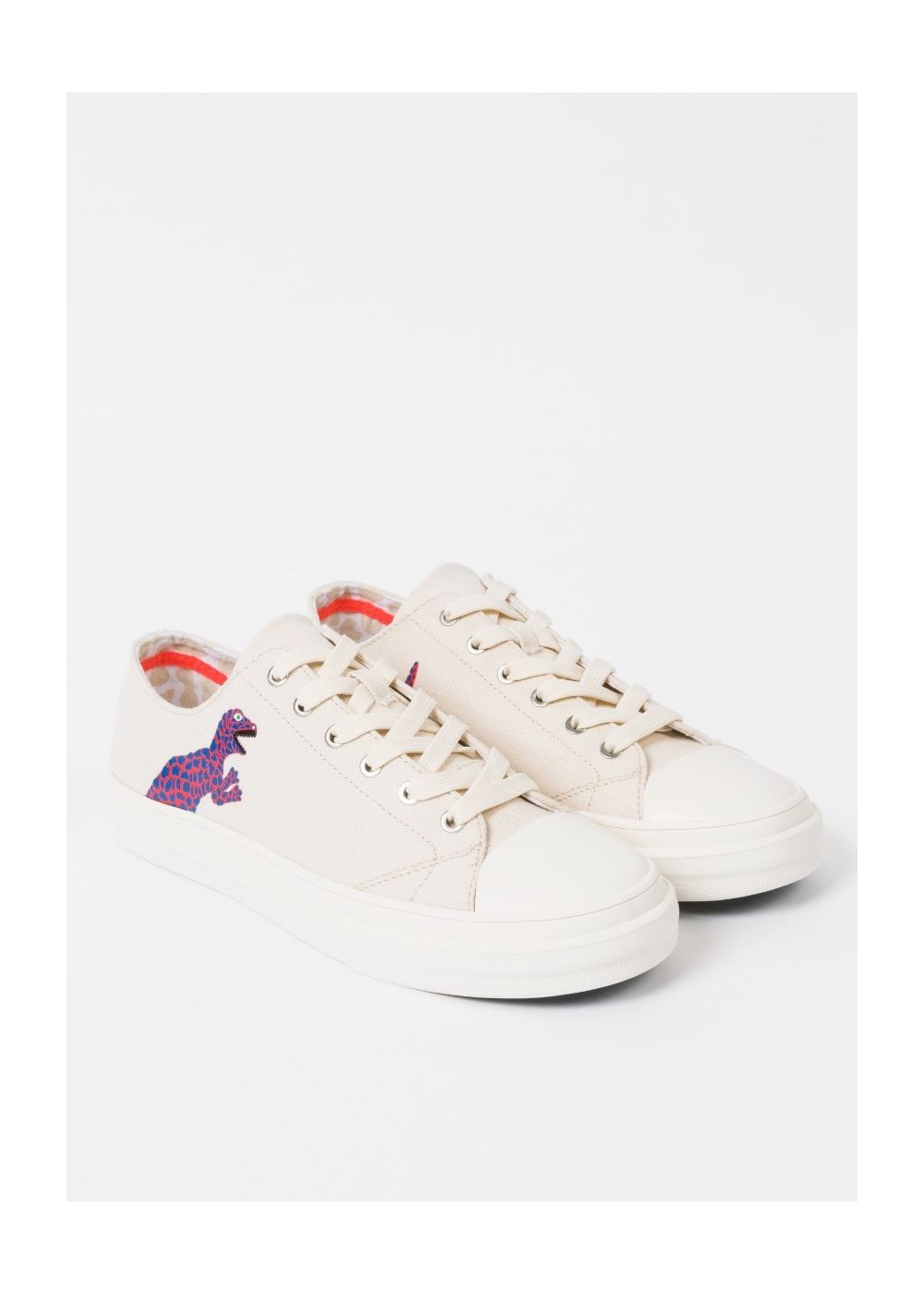 Paul Smith Womens's Ecru Canvas 'kinsey' Shoes With 'dino' Print