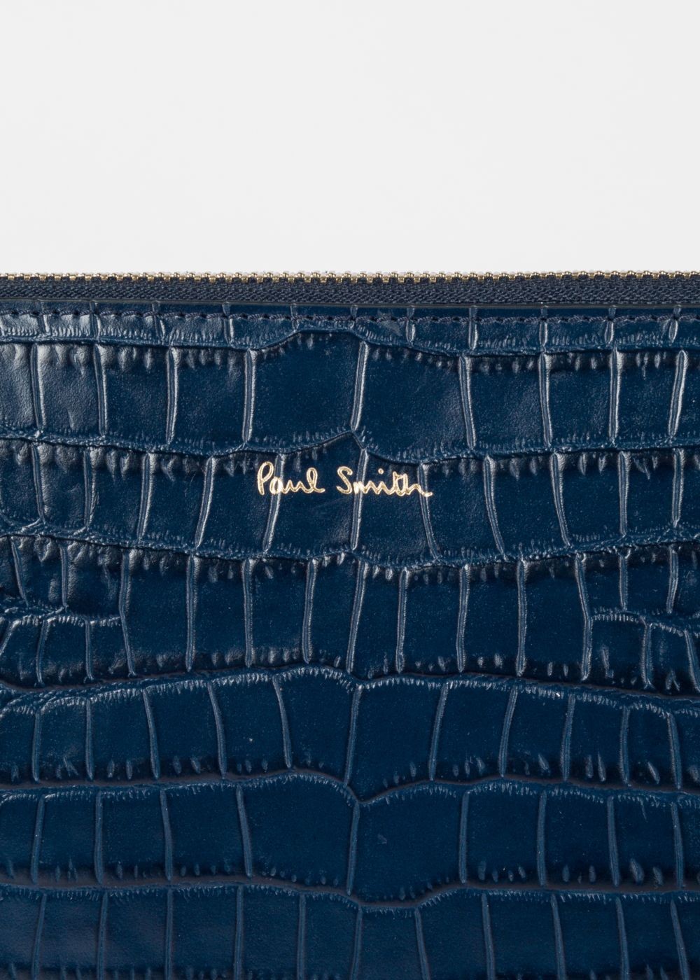 Paul Smith Men's Blue 'bright Stripe' Mock-Croc Leather Document Pouch Accessories