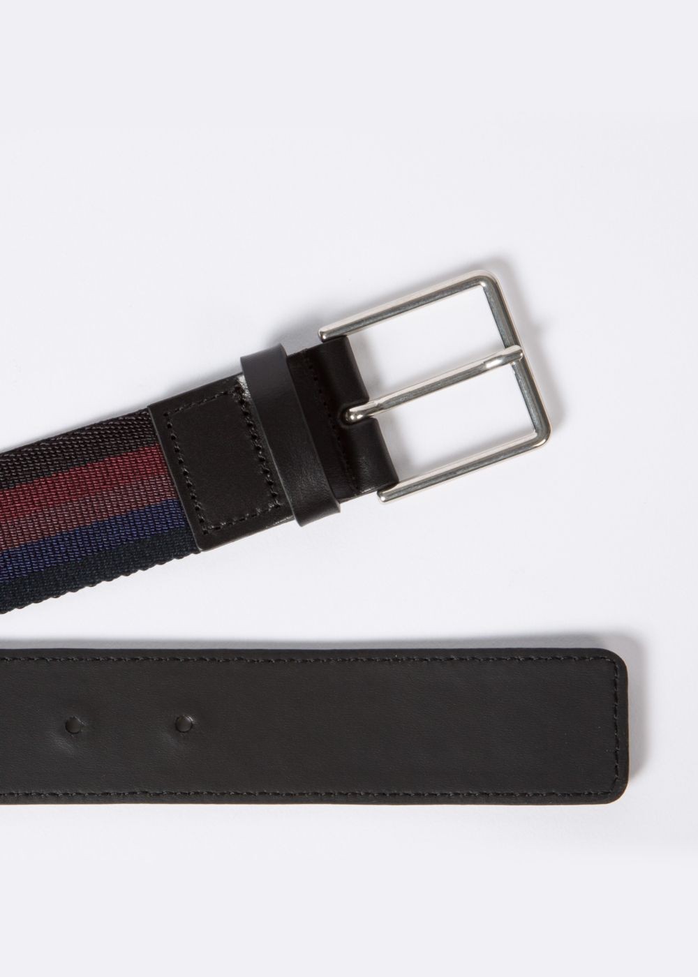 Paul Smith Men's Black Stripe Webbing Belt