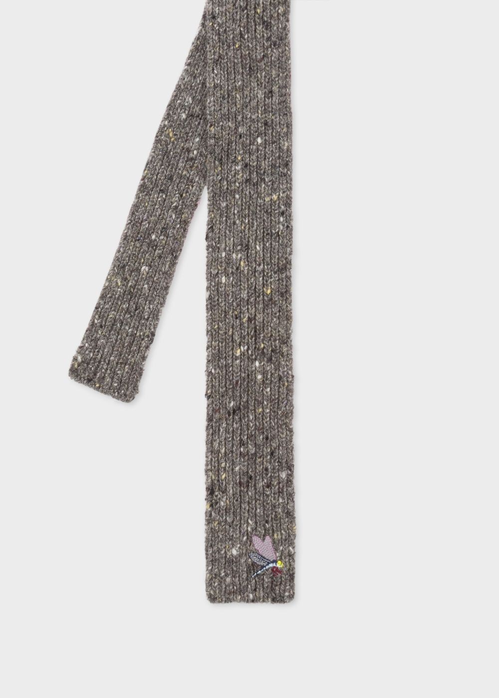 Paul Smith Men's Grey Flecked Knitted Wool And Cashmere Tie