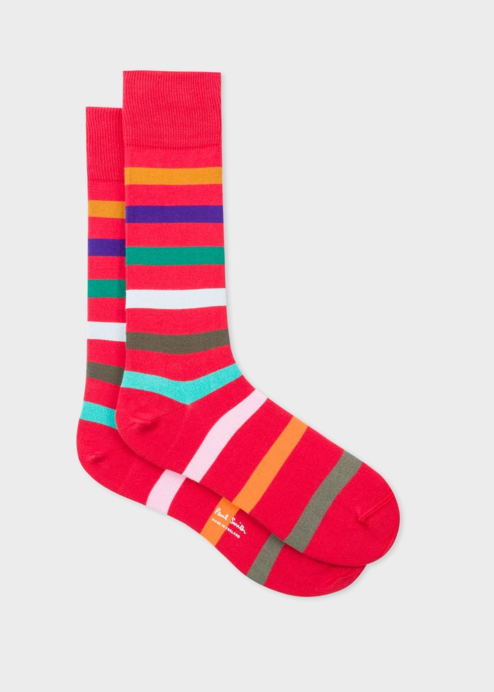 Paul Smith Men's Red Multi-Coloured Stripe Socks