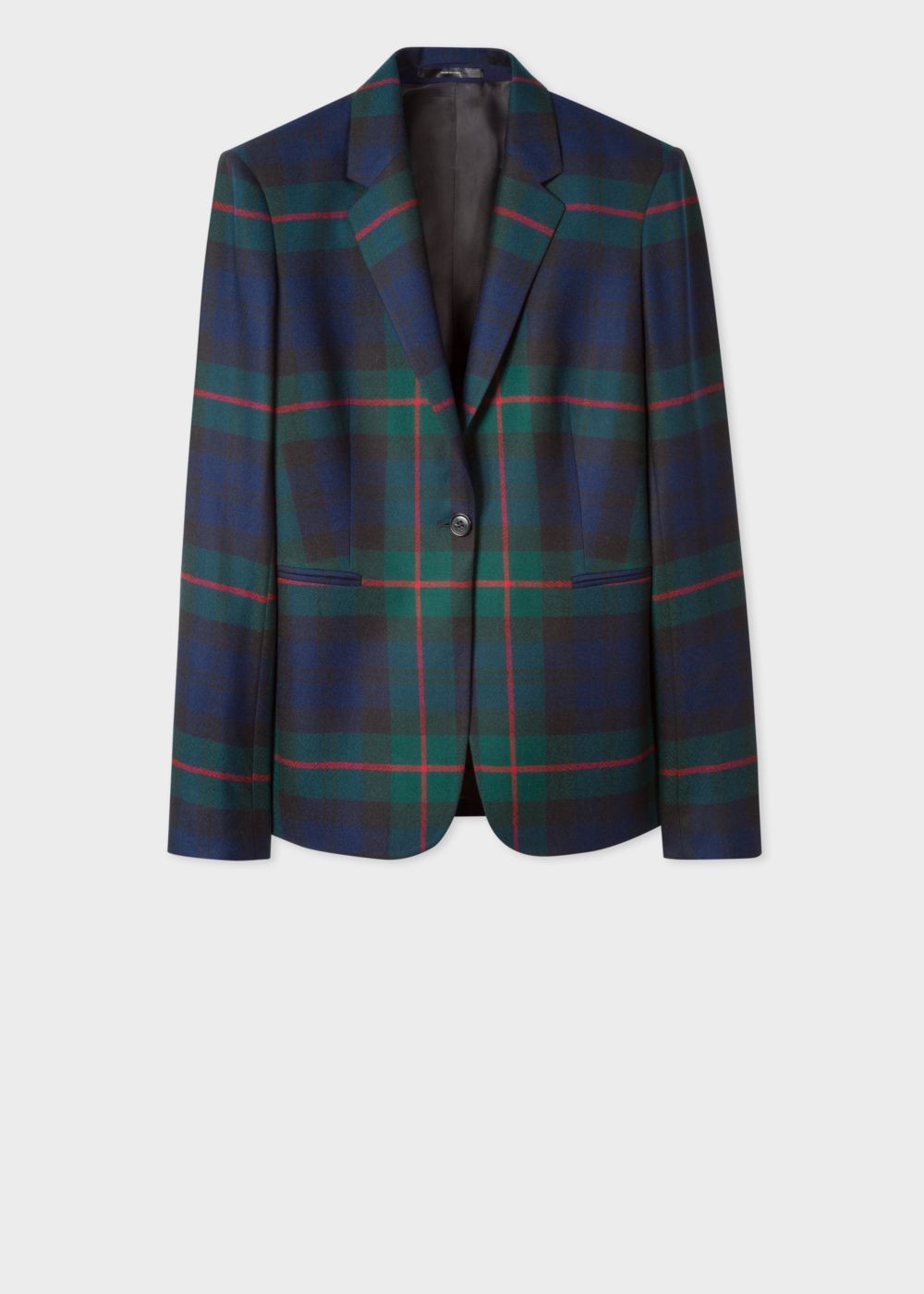 Paul Smith Women's Slim-Fit Navy, Green And Red Tartan One-Button Wool Blazer Clothing