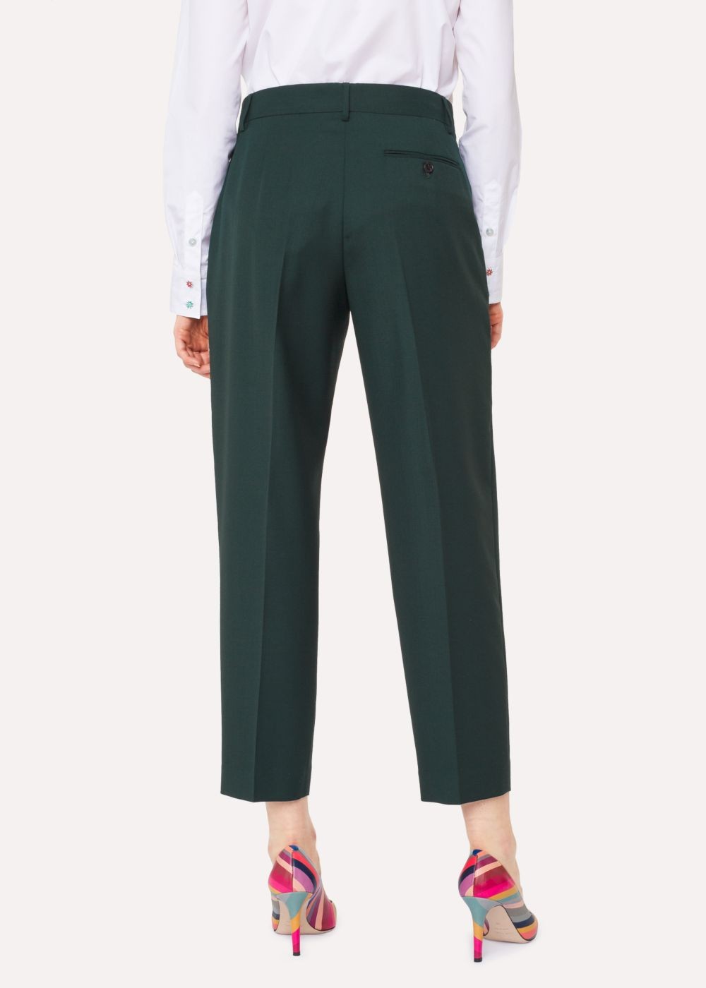 Paul Smith A Suit To Travel In - Women's Tailored-Fit Dark Green Wool Double-Pleat Pants