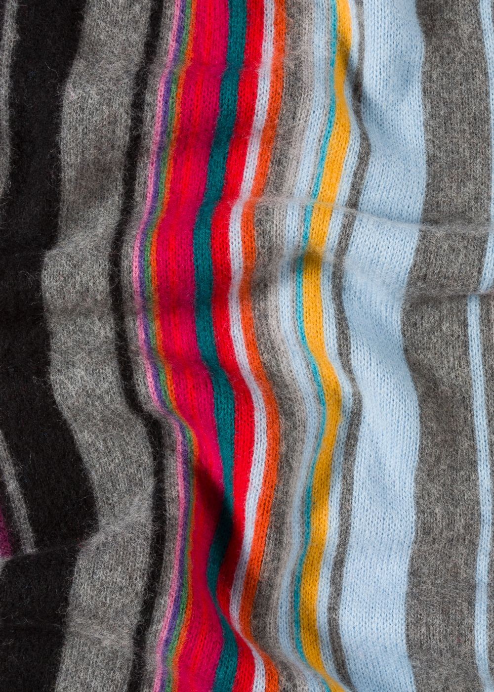 Paul Smith Men's Grey Fennel-Stripe Wool Scarf