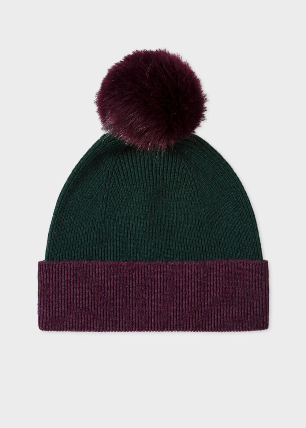 Paul Smith Womens's Dark Green And Damson Pom-Pom Wool Hats