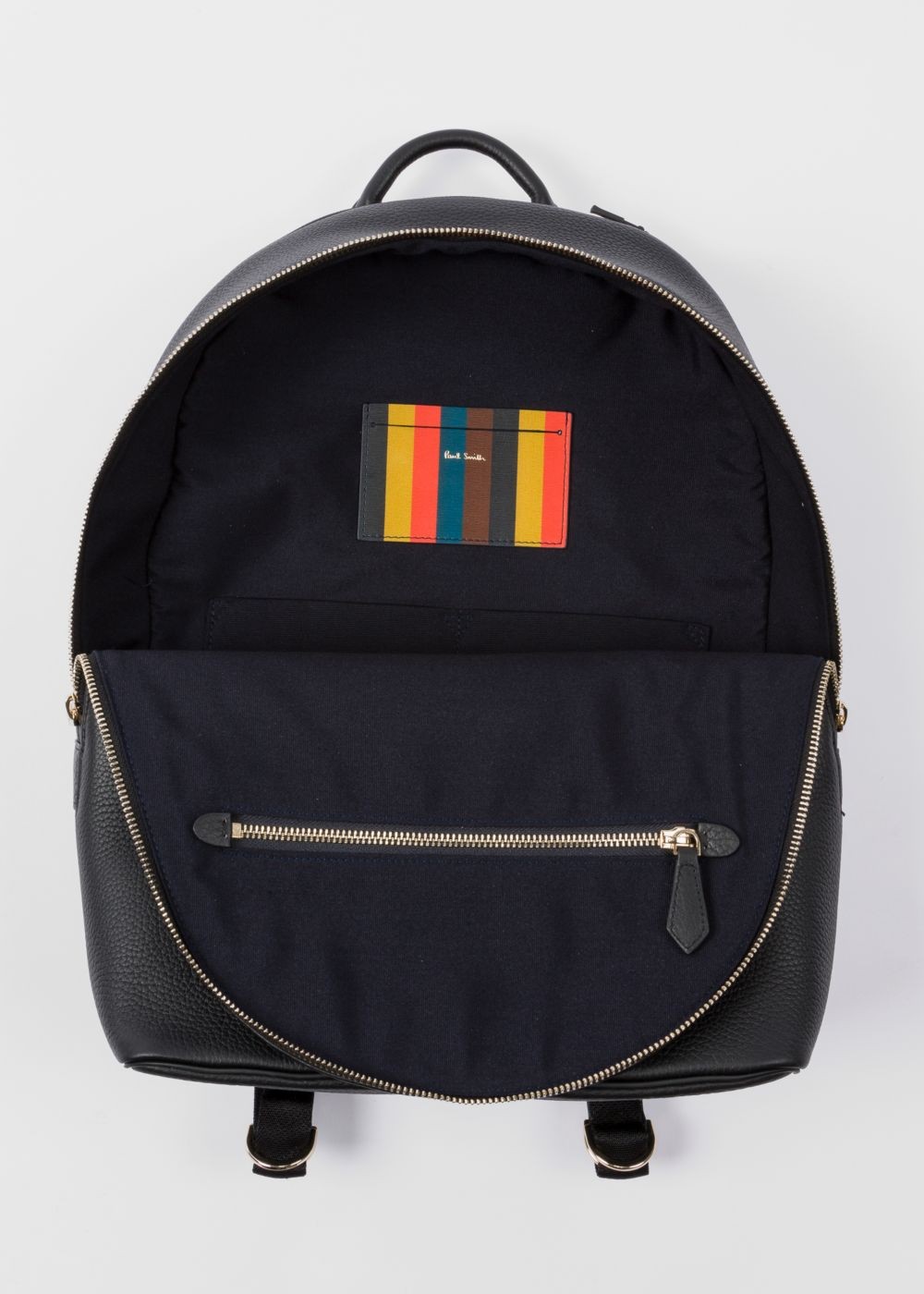 Paul Smith Mens's Black Leather 'bright Stripe' Backpack