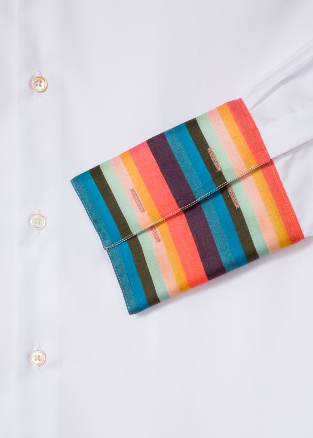 Paul Smith Men's Tailored-Fit White 'artist Stripe' Double-Cuff Tshirts