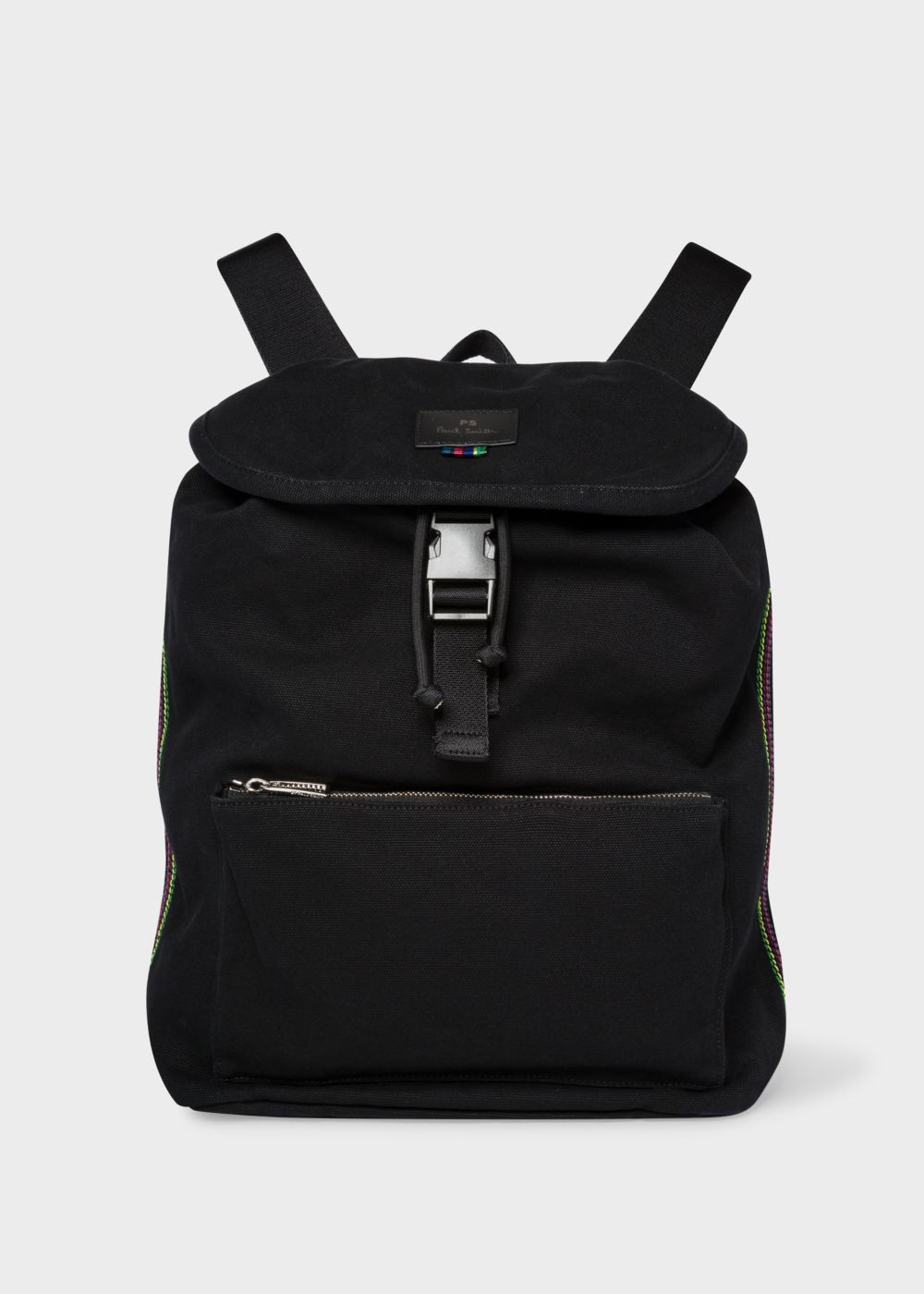 Paul Smith Men's Black Canvas Flap Backpack