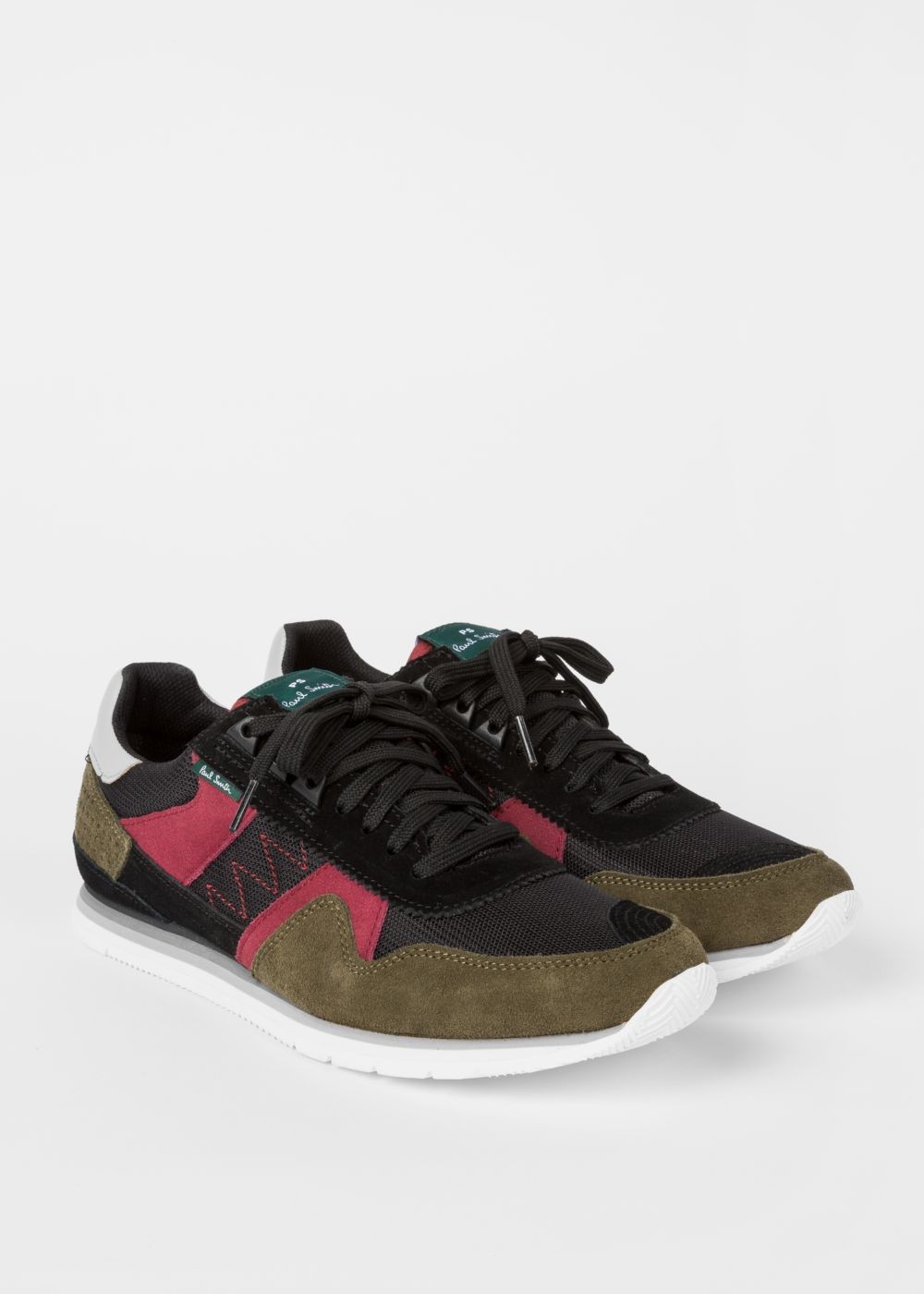Paul Smith Men's Khaki And Burgundy 'vinny' Trainers With Suede Panels