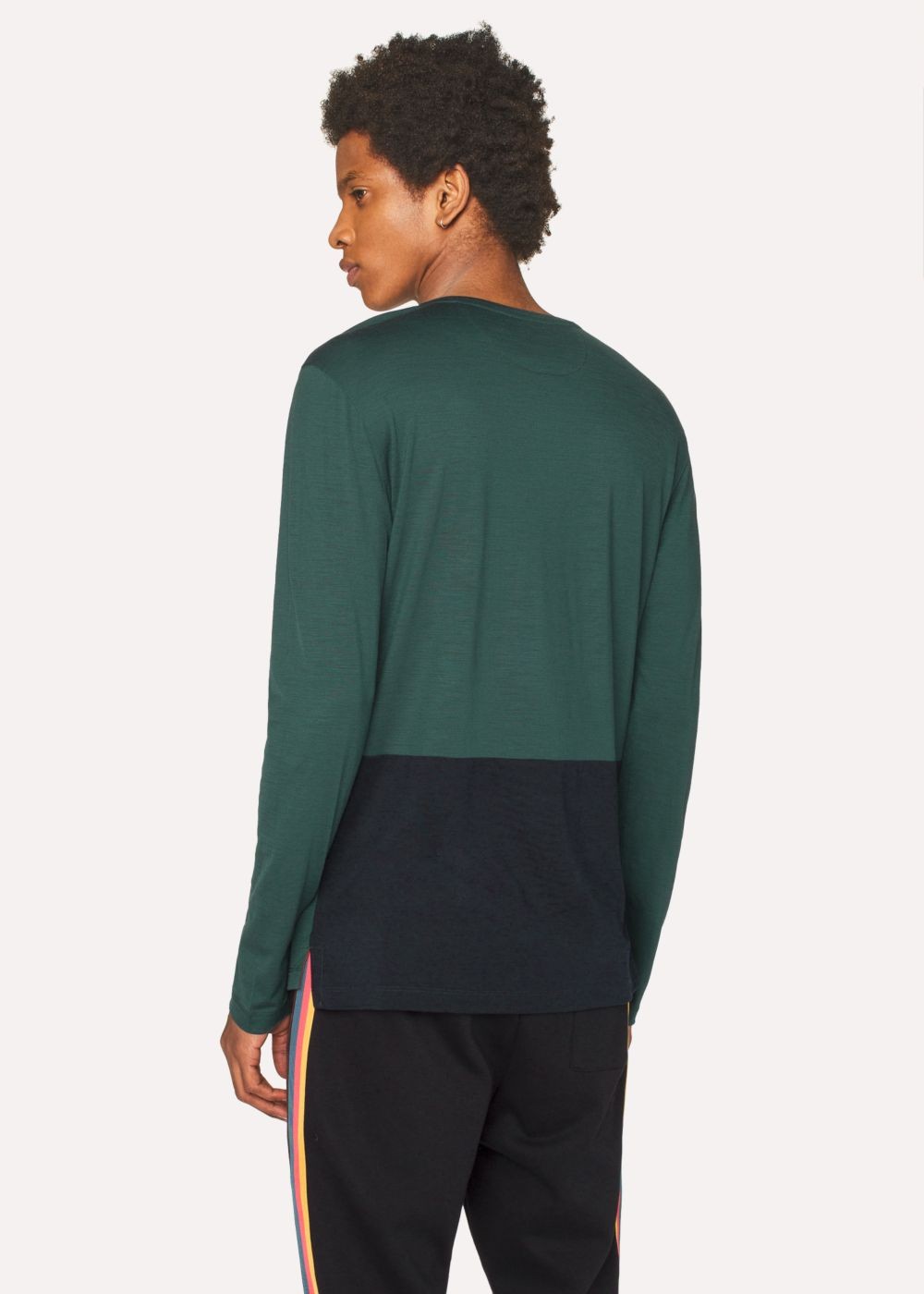 Paul Smith Men's Dark Green Long-Sleeve Tee With Contrast Panel