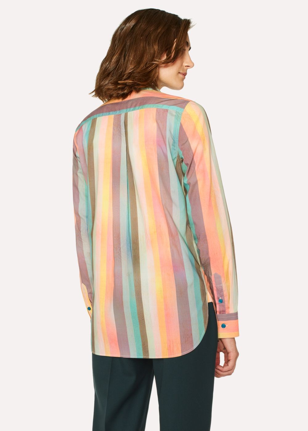 Paul Smith Women's 'artist Stripe' Print T-Shirt With Glittered Cuff Linings