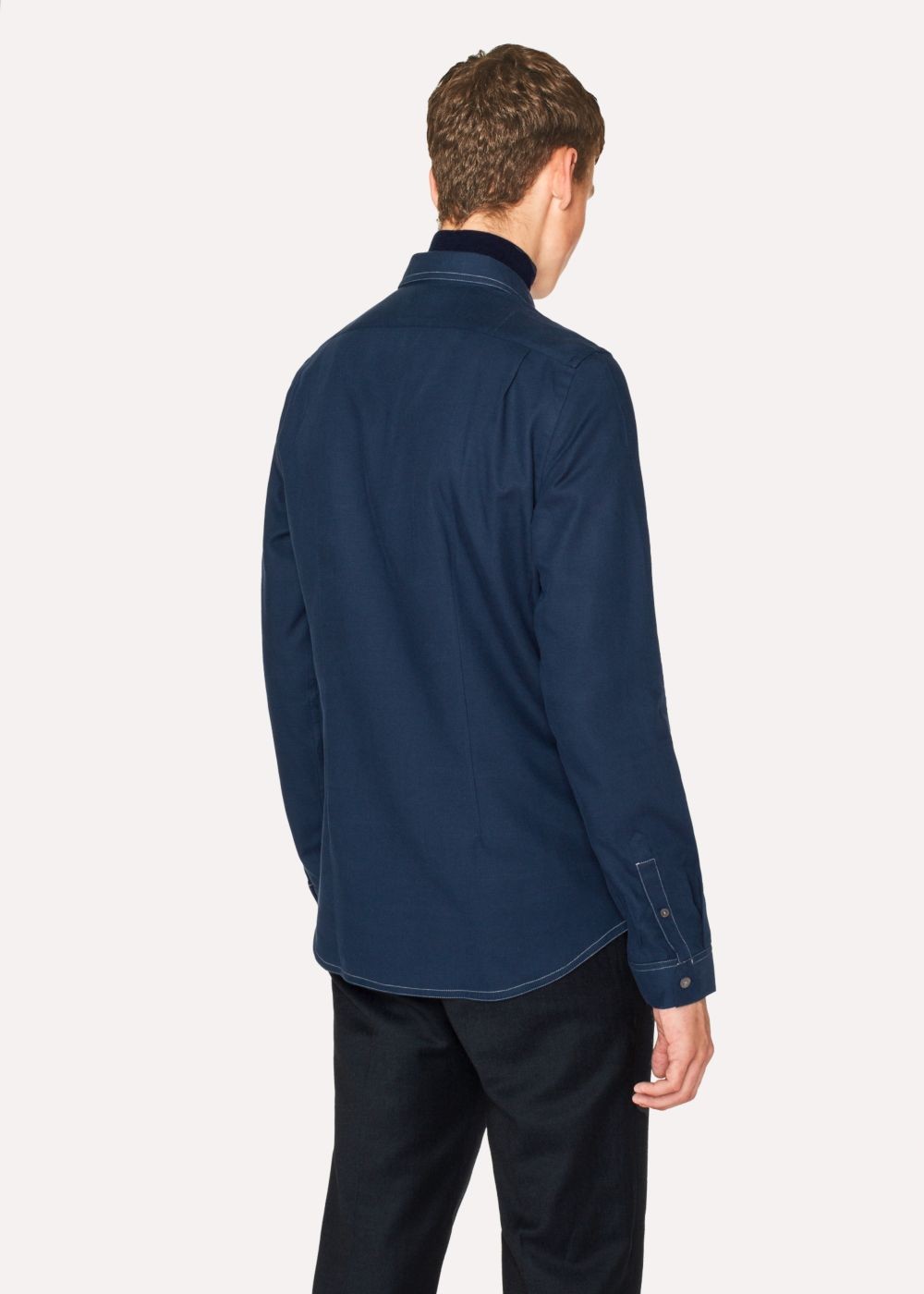 Paul Smith Mens's Slim-Fit Navy Tees With Contrast Stitching