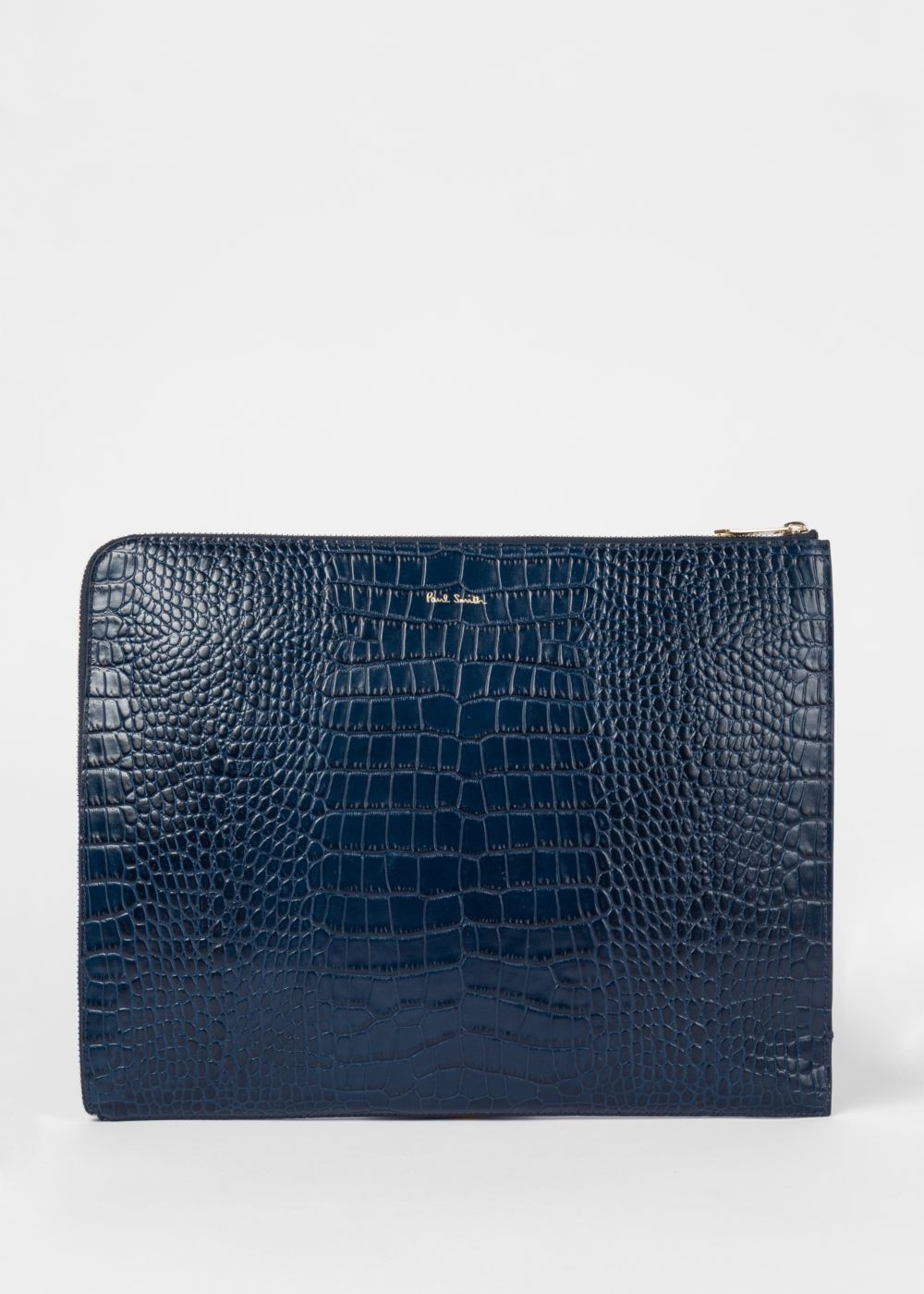 Paul Smith Men's Blue 'bright Stripe' Mock-Croc Leather Document Pouch Accessories