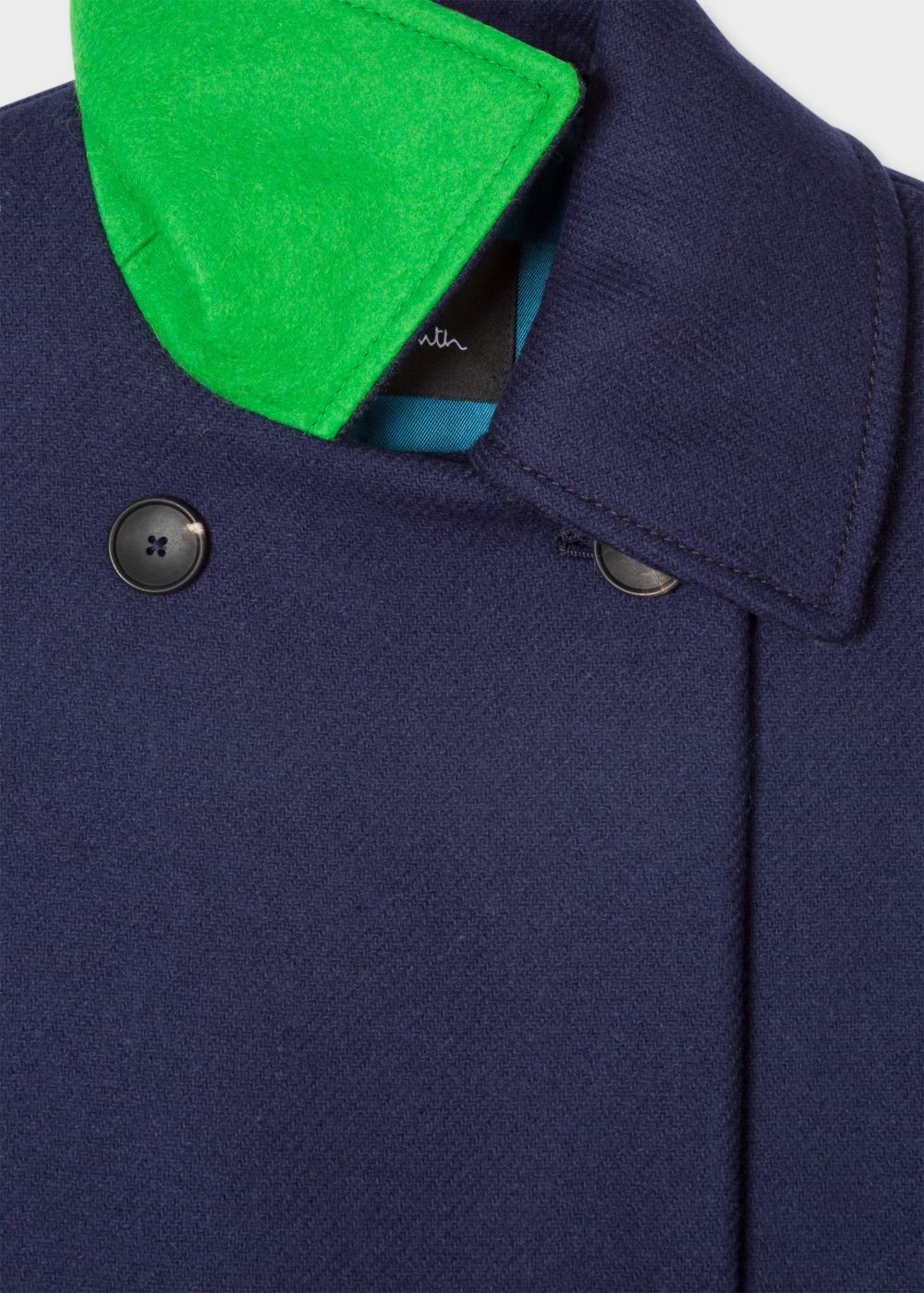 Paul Smith Womens's Navy Double-Breasted Wool-Cashmere OverCoat