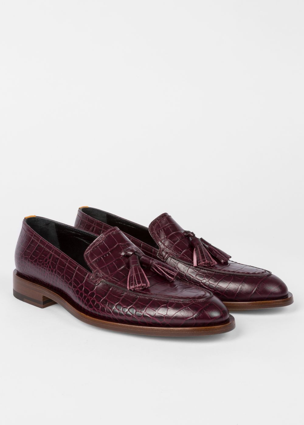 Paul Smith Women'S Burgundy Mock-Croc Leather 'Alexis' Loafers Trainers