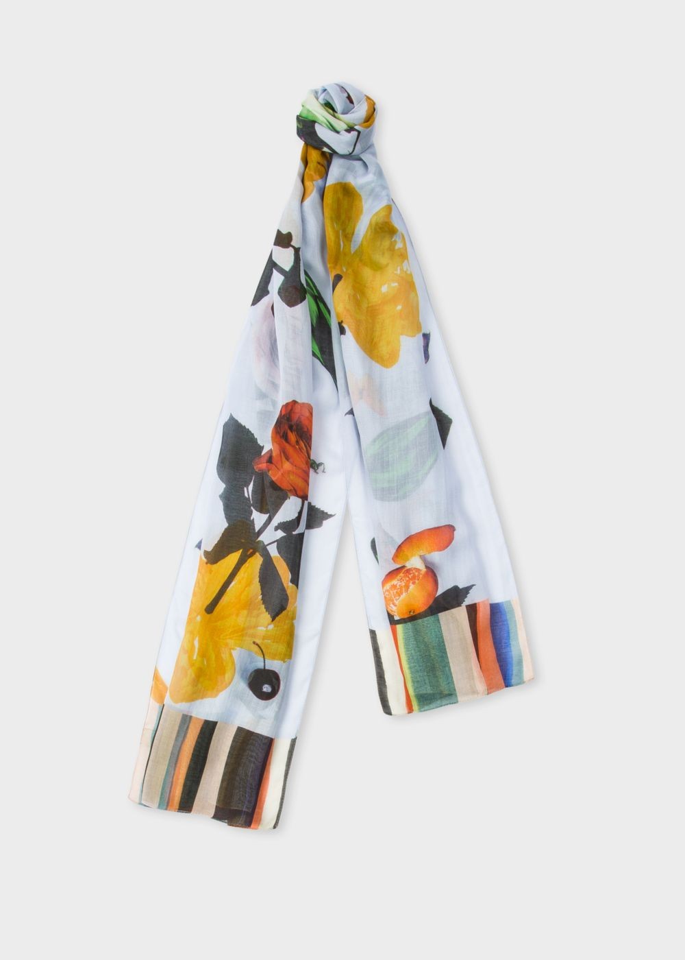 Paul Smith Womens's Light Blue 'still Life Bloom' Print Scarf