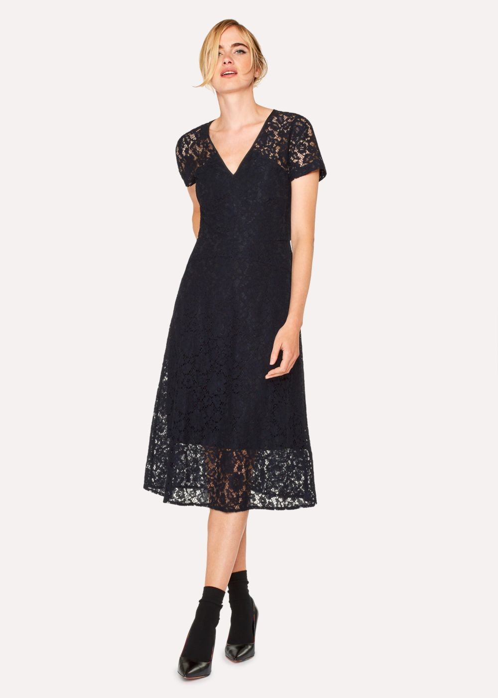 Paul Smith Women's Navy V-Neck Lace Dress
